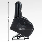 Fauteuil inclinable releveur en similicuir noir, 8 points de massage, chauffant, USB