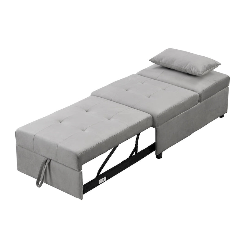 Folding Ottoman Sofa Bed-Gray