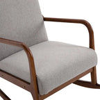 Fauteuil à bascule moderne gris à dossier haut de 64,3 cm avec base en bois massif
