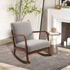 Fauteuil à bascule moderne gris à dossier haut de 64,3 cm avec base en bois massif