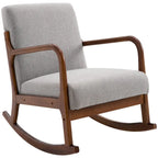 Fauteuil à bascule moderne gris à dossier haut de 64,3 cm avec base en bois massif