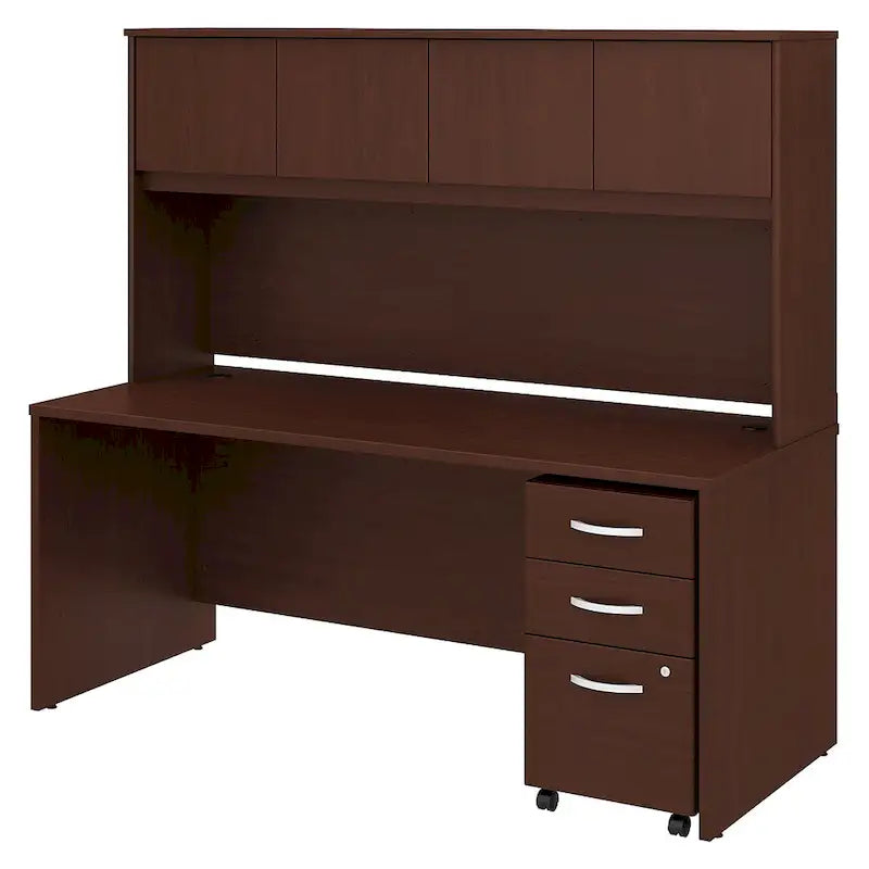 72W Desk with Hutch and Drawers