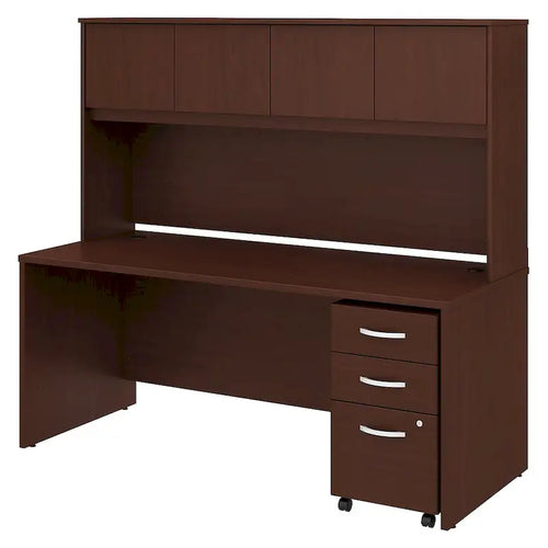 Bureau de 72 po de large avec huche et tiroirs