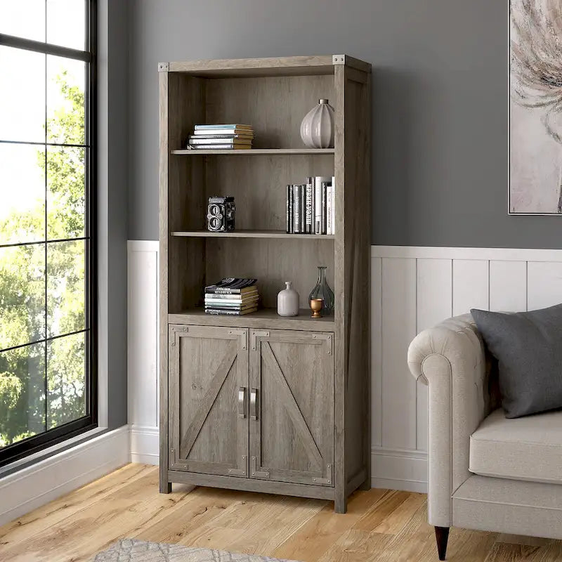 Knoxville Tall 5 Shelf Bookcase with Doors by 