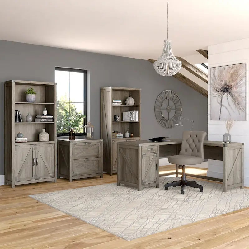 Tall 5 Shelf Bookcase with Doors