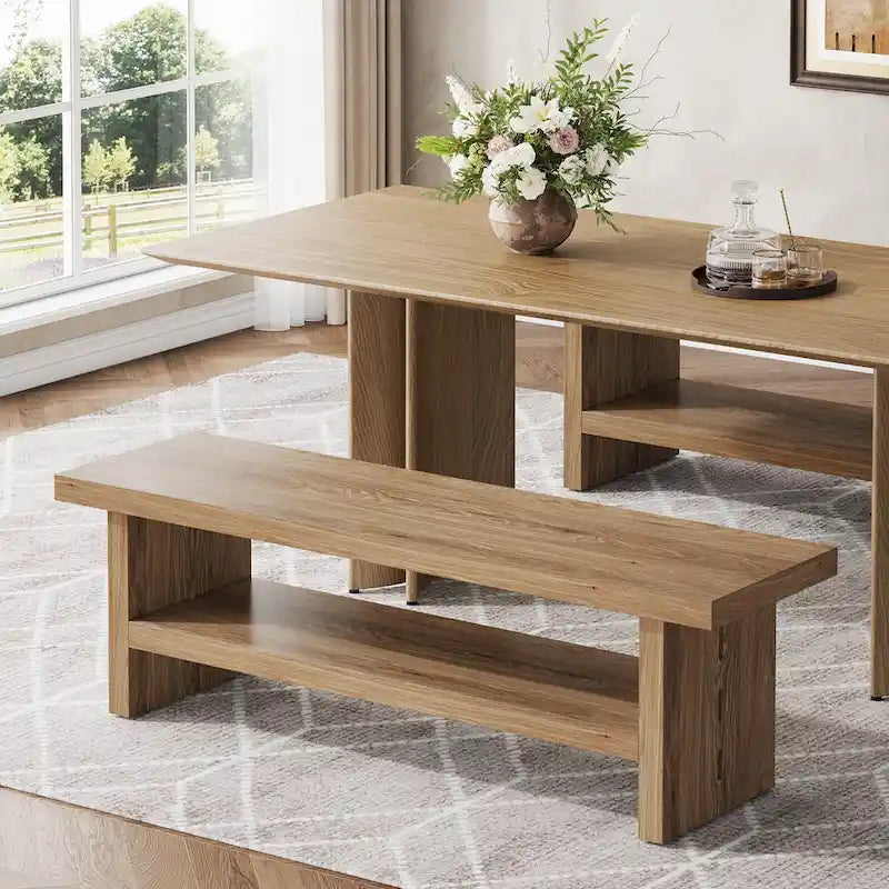 Shoe Bench, Entry Bench For Entryway, Living Room, Oak Brown