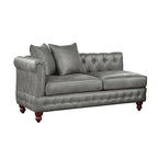 Reversible One Arm Loveseat Dark Coffee Breathable Leatherette Tufted 1Pc Couch Living Room Furniture