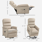 Fauteuil inclinable électrique pour personnes âgées, réglable en tissu, avec télécommande et poches latérales