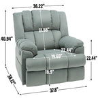 Fauteuil inclinable vert surdimensionné en tissu avec pivotement à 360°, fonction bascule et commandes manuelles pour un confort maximal