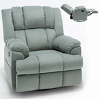 Fauteuil inclinable vert surdimensionné en tissu avec pivotement à 360°, fonction bascule et commandes manuelles pour un confort maximal