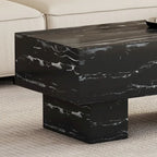 43.3 MDF Coffee Table with Black Marble Texture, 300lbs Capacity