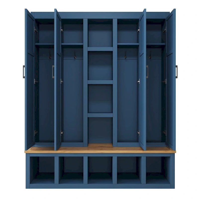 Farmhouse-Style 4-in-1 Hall Tree with Mudroom Bench by