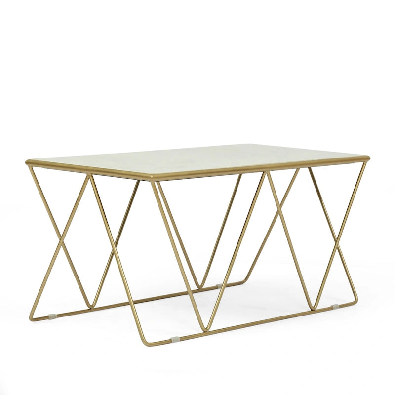 Sardis Modern Glam Handcrafted Marble Top Coffee Table by  - 37.00 L x 19.00 W x 18.00 H