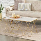 Modern Glam Handcrafted Marble Top Coffee Table - 37.00 L x 19.00 W x 18.00 H