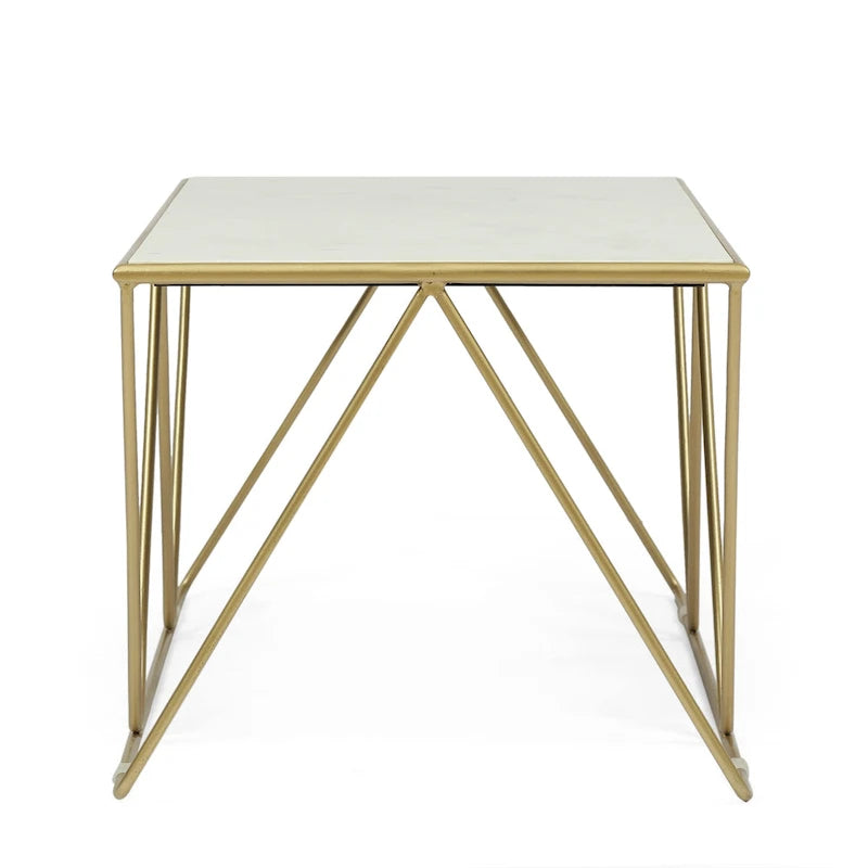Modern Glam Handcrafted Marble Top Coffee Table - 37.00 L x 19.00 W x 18.00 H