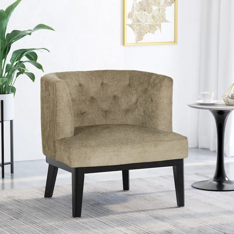Fabric or Faux Leather Tufted Accent Chair