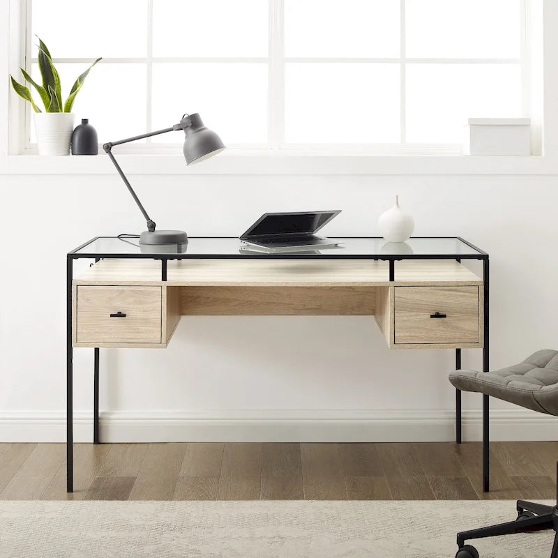 56-inch Glass Top Writing Desk