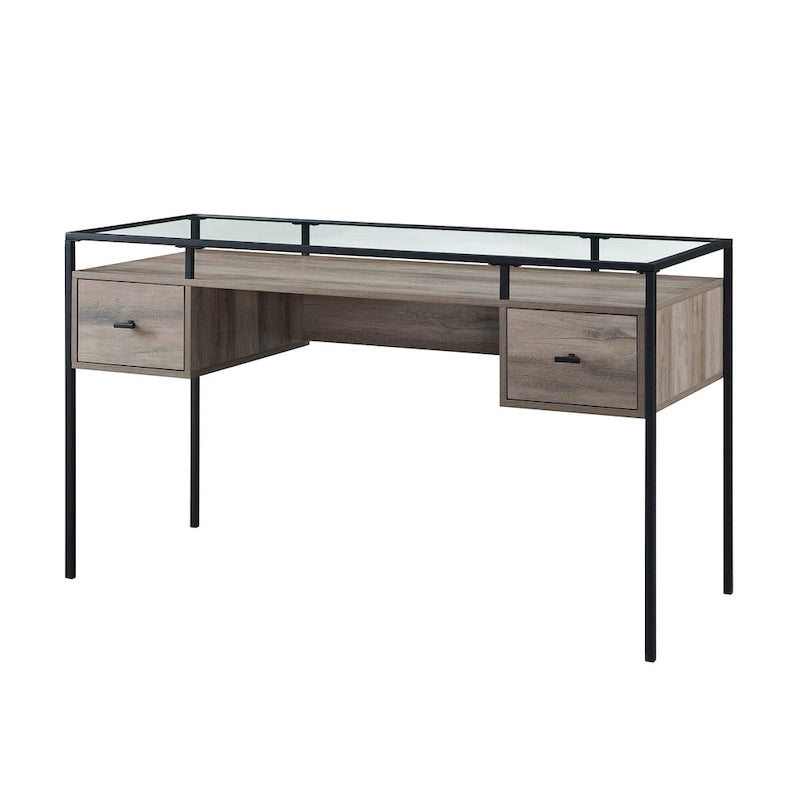 56-inch Glass Top Writing Desk