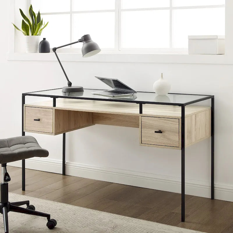 56-inch Glass Top Writing Desk