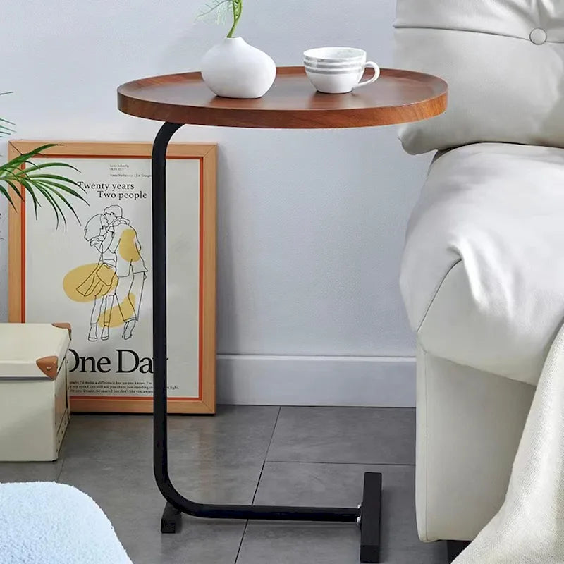 Brown C-shaped Side Table