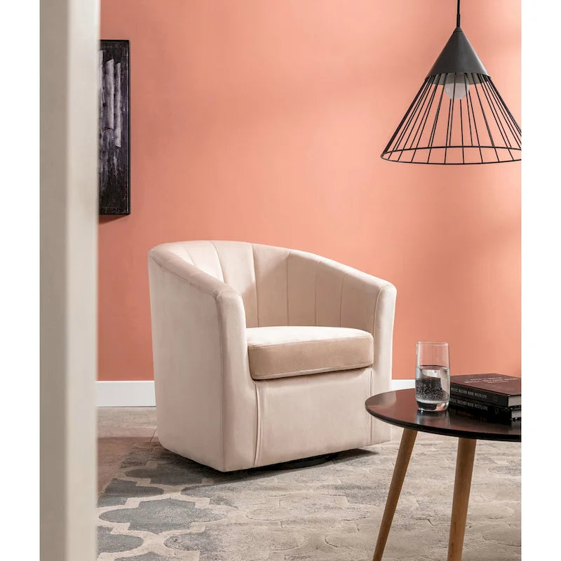 Velvet Upholstery Swivel Accent Club Chair