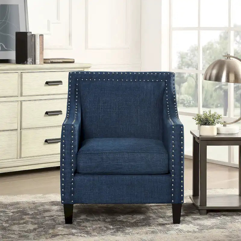 Accent Armchair with Chrome Nailhead Trim