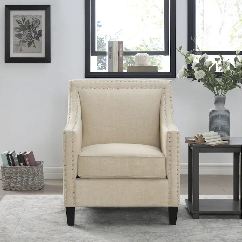 Accent Armchair with Chrome Nailhead Trim
