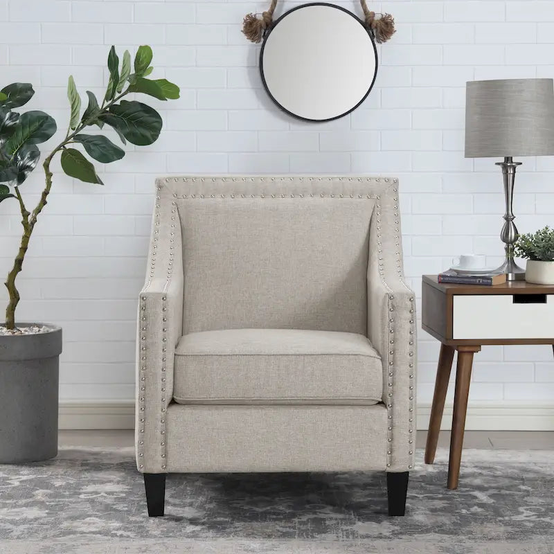Accent Armchair with Chrome Nailhead Trim