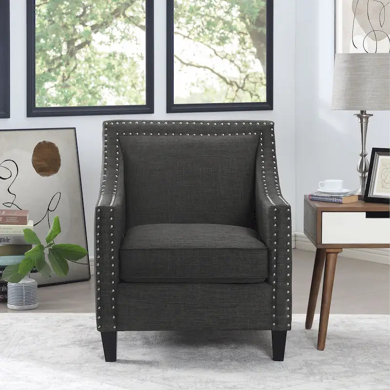 Accent Armchair with Chrome Nailhead Trim