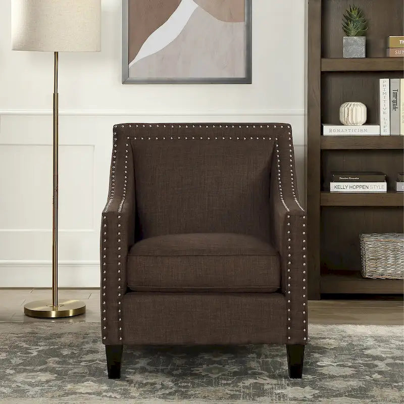 Accent Armchair with Chrome Nailhead Trim