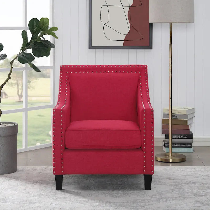 Accent Armchair with Chrome Nailhead Trim