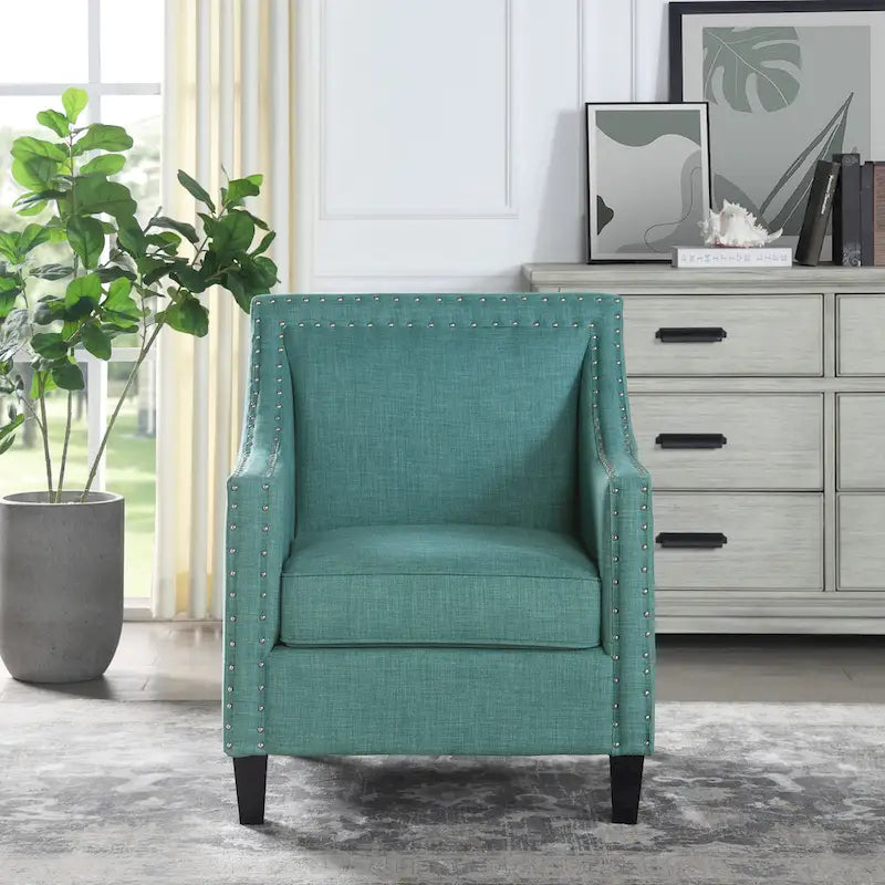 Accent Armchair with Chrome Nailhead Trim