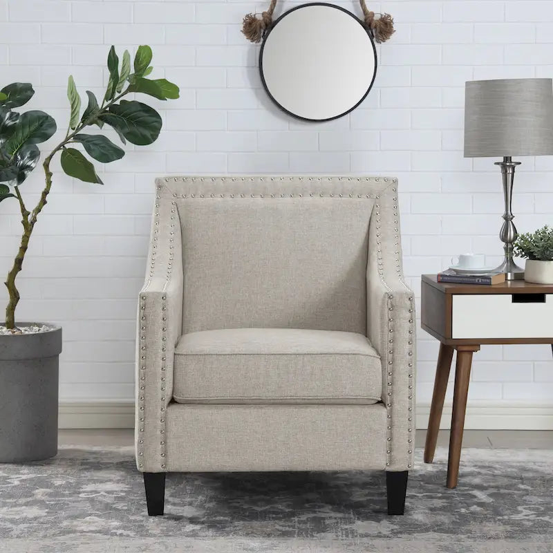 Accent Armchair with Chrome Nailhead Trim