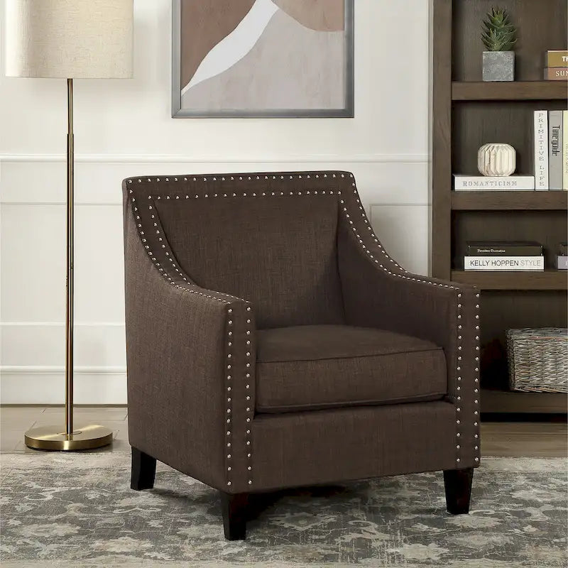 Accent Armchair with Chrome Nailhead Trim