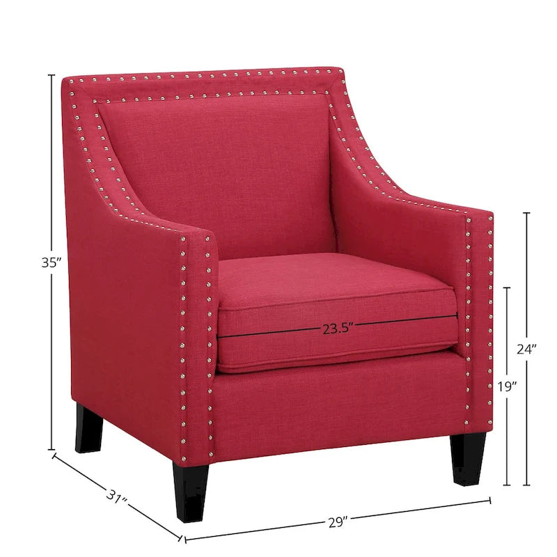 Accent Armchair with Chrome Nailhead Trim