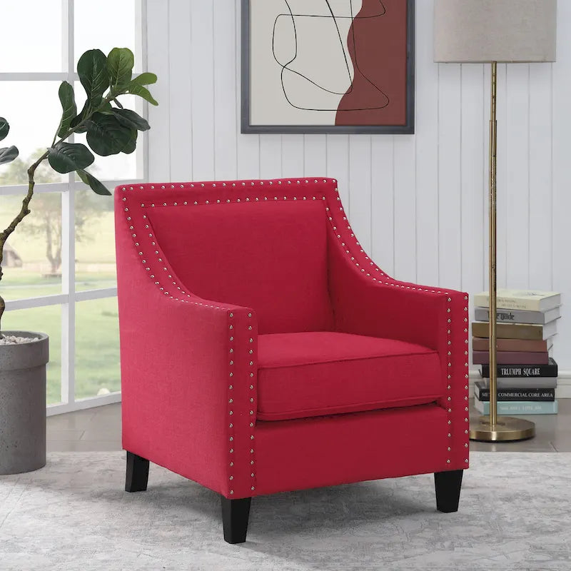 Accent Armchair with Chrome Nailhead Trim