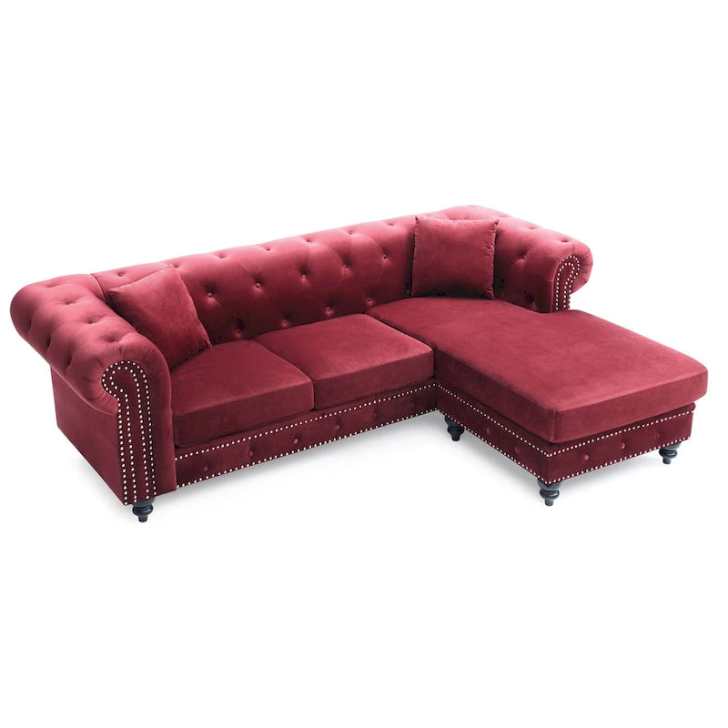 Velvet Sofa with Chaise