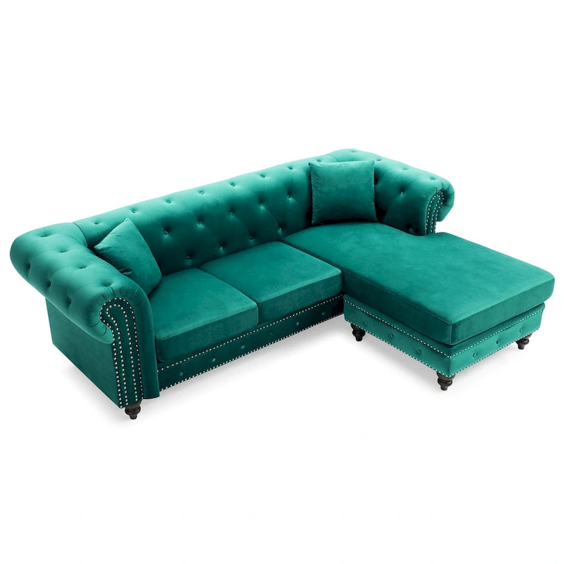 Velvet Sofa with Chaise