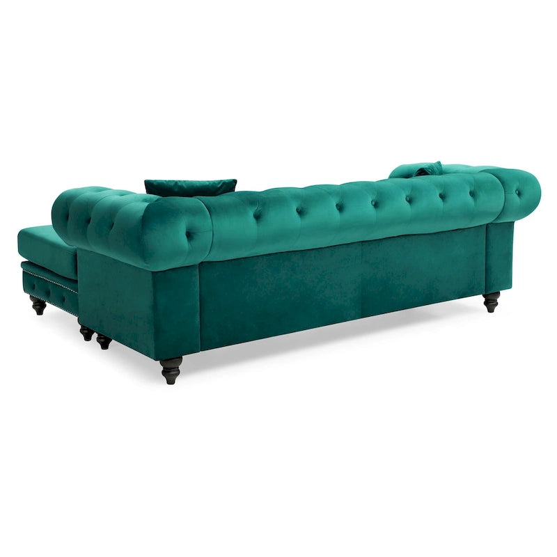 Velvet Sofa with Chaise