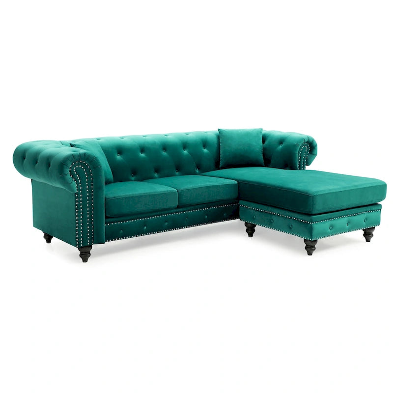 Velvet Sofa with Chaise