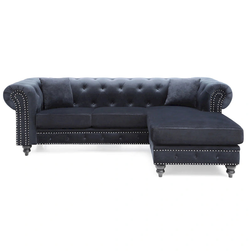 Velvet Sofa with Chaise