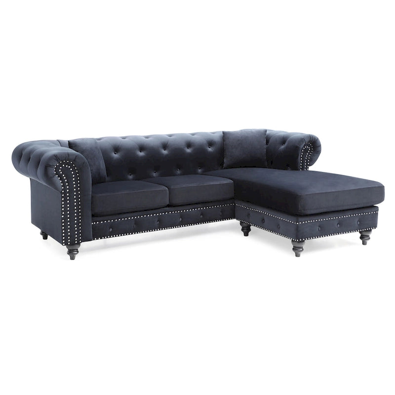 Velvet Sofa with Chaise
