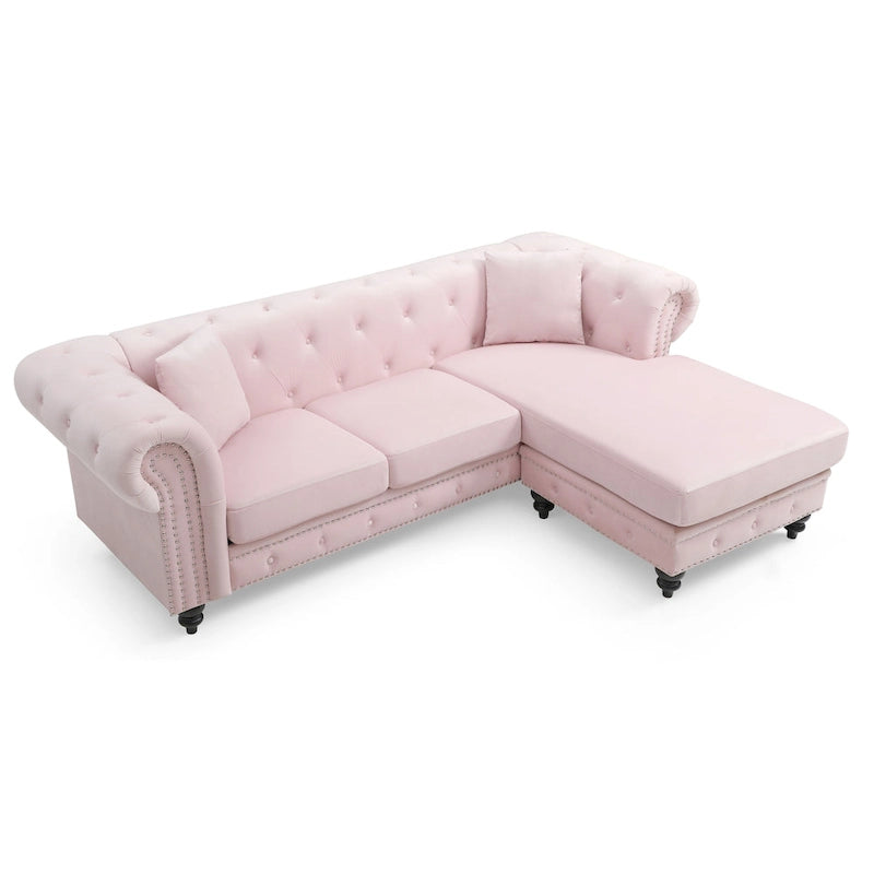 Velvet Sofa with Chaise