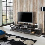 Meuble télé étagé moderne gris de 208 cm avec étagères ouvertes par