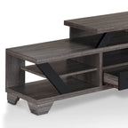 Meuble télé étagé moderne gris de 208 cm avec étagères ouvertes par