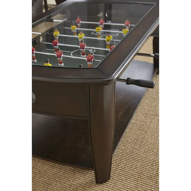 Dark Walnut Wood/Glass Foosball Coffee Table