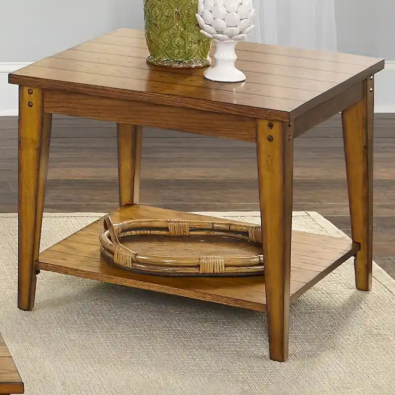 Lake House Oak Square Lamp Table