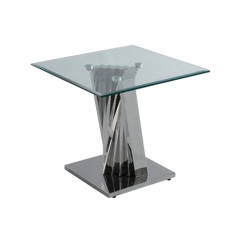  Modern Glass End Table w/ Spiral Base - End Table