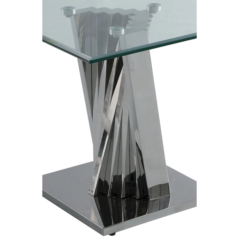 Modern Glass End Table w/ Spiral Base - End Table