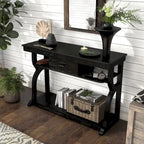Black Oak 47-inch 3-Open Shelf Console Table